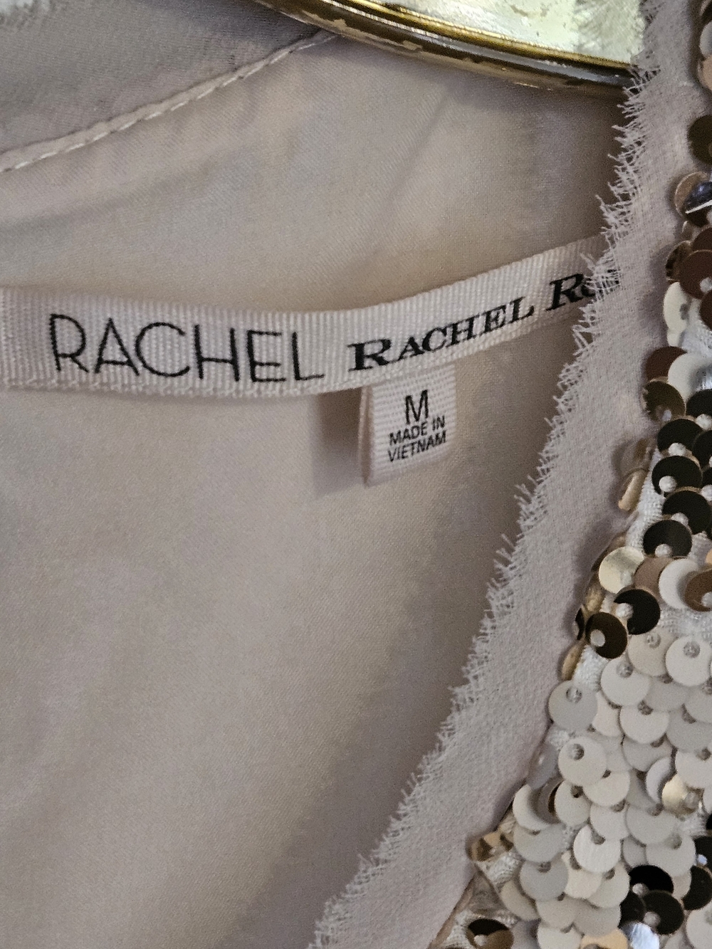 RACHEL Rachel Roy Sequin-Embellished Champagne Shift Top Style Dress - Picture 7 of 11